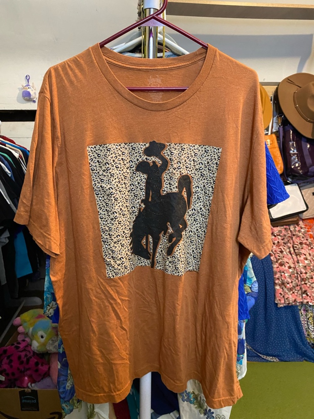 Rodeo cowboy w/ animal print Graphic Tee with Rodeo Silhouette